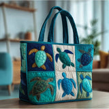 Sea Turtle Patchwork Block Quilted Tote Bag