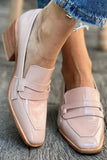 SHINY WIDE HEEL LOAFERS