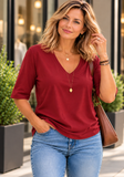 Georgia | V Neck Half Sleeve Tee