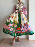 Beach Glam Pleated Long Sleeve Loose Dress Style