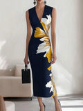 Beach Glam Elegant Printed Workplace Party Festival Midi Dress Style