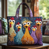 Handcrafted Bag - Five Colorful Chickens