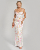 Colia | Soft Floral Strappy Bodycon Maxi Dress