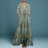 Evelyn -  Elegant Floral Wrap Dress