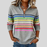 Lauren | Rainbow Striped Quarter Zip Sweatshirt