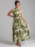 Olivia | Gathered Waist Printed Midi Dress