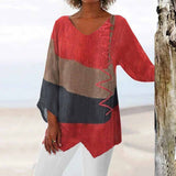 Genevieve | Artistic Color Block Blouse