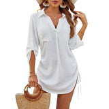 Megan | Airy beach shirt with adjustable waist