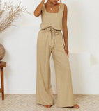 Megan - Minimalist Top Set and Wide Leg Pants