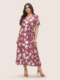 Hailey - Floral Ruffle Knot Side Wrap Dress