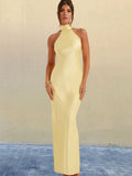 ZEYNEP | Elegant Satin Halter Maxi Dress