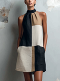 Margot | Colorblock Halter Mini Dress