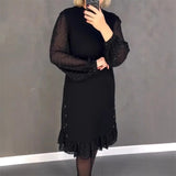 Thessariae - Elegant Dress with Crystals and Round Neck
