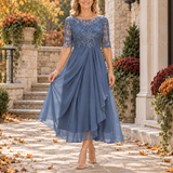 Charlotte | Lace Bodice Draped Midi Dress