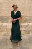 Elegant V-neck Grace Flutter-Sleeve Maxi