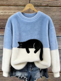 Nora | Cat Print Oversized Sweater