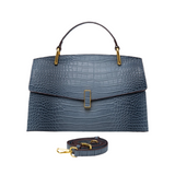 Croc-Embossed Top-Handle Bag