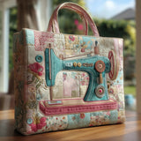 Vintage Sewing Machine Quilted Tote Bag