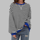 Natalie - Casual Long Sleeve Round Neck Striped Sweatshirt