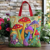 Whimsical Mushroom Foliage Quilted Tote Bag