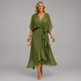 Evelyn | V-Neck Wrap Midi Dress