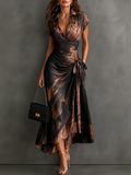 Vanessa | Abstract Print Wrap Midi Dress
