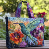 Hummingbird Tropical Blooms Quilted Tote Bag