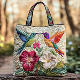 Quilted Bag - Hummingbird with White Flowers