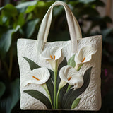 Handcrafted Quilted Bag - White Lilies