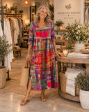 Florence | Patchwork Print Midi Dress