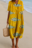 Coral Tide Agnes - Artistically Inspired Cotton Dress Beach Outfit