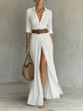 Eleanor | Pleated Maxi Shirt Dress