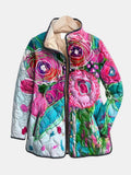Donna Abstract Floral Quilted Jacket
