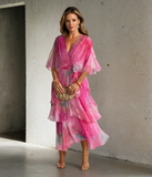 Elodie | Watercolor Print Tiered Maxi Dress