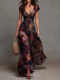 Oriana | Watercolor Floral Pleated Maxi Dress