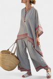 Ruby | Sophisticated Asymmetrical Blouse & Ethnic Wide-Leg Pants