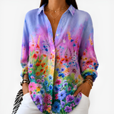 Flora | Watercolor Floral Button Up Blouse