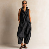 Evelyn | Cotton Wide Leg Utility Jumpsuit