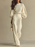 Selena | Ribbed Set with Wide Pants