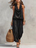 Maya | Halter Top and Pleated Wide-Leg Pants Set
