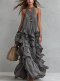 Evelle Ruffle Halter Maxi