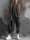 Harper | Sleeveless Vest and Cargo Jogger Pants Set