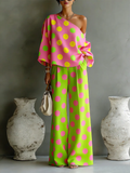 Camila | Off-Shoulder Top and Satin Wide-Leg Pants Set