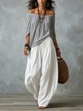 Maya | Off-Shoulder Top and Lantern Pants Set
