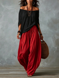 Marisol | Off-Shoulder Crop Top and Rayon Blend Lantern Pants Set