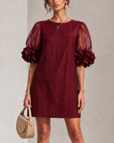 Daphne | Burgundy Floral Cuff Mini Dress