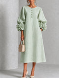 Cecilia | Sage Green Floral Cuff Midi Dress