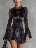 Coastal Chic Blue Leopard Print Velvet Mini Dress Collection