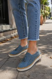 Sienna | Perforated Faux Suede Tassel Slip On Sneakers