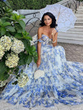 Coastal Chic Organza Floral Print Tie Strap Maxi Dress Collection